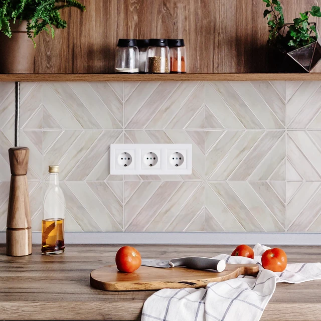 Alt view image 3 of 7 - Herringbone Peel and Stick Backsplash, Eurasian Wood, 10 Sheets 12.6 x 9.7 in, Thicker Rectangular Vinyl Stick-On Wall Tiles, Easy Alignment, Waterproof, Easy to Clean, Kitchen/Bathroom