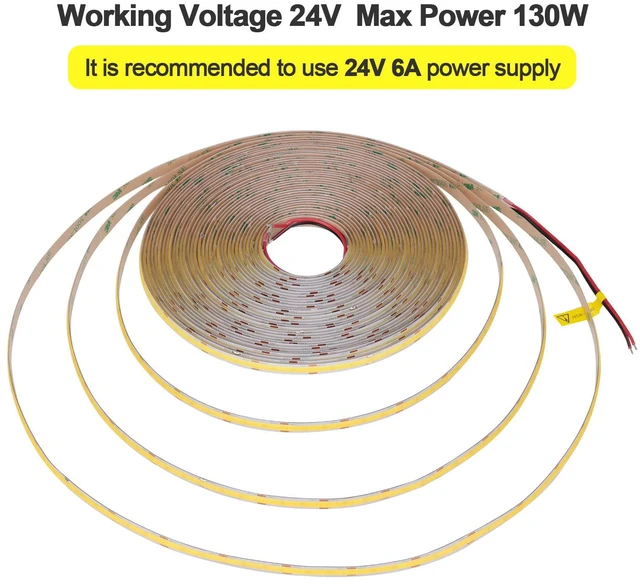 Alt view image 3 of 7 - 49.2ft/15M 24V COB LED Strip Light Cool White 6000K 5760LEDs 11000lm CRI 93+ Uniform Glow IP20 Not Waterproof Flexible LED Tape Lights for DIY Bedroom Home Decor(Power Supply not Included)