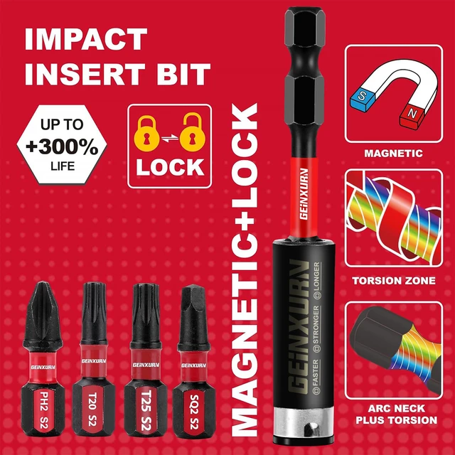 Alt view image 5 of 7 - Impact Tough Phillips Square Torx 1 in. Insert Driver Bits, 41Pack T20/T25/PH2/SQ2 Screwdriver Power Bits Set with 1Pcs Impact Bit Holder
