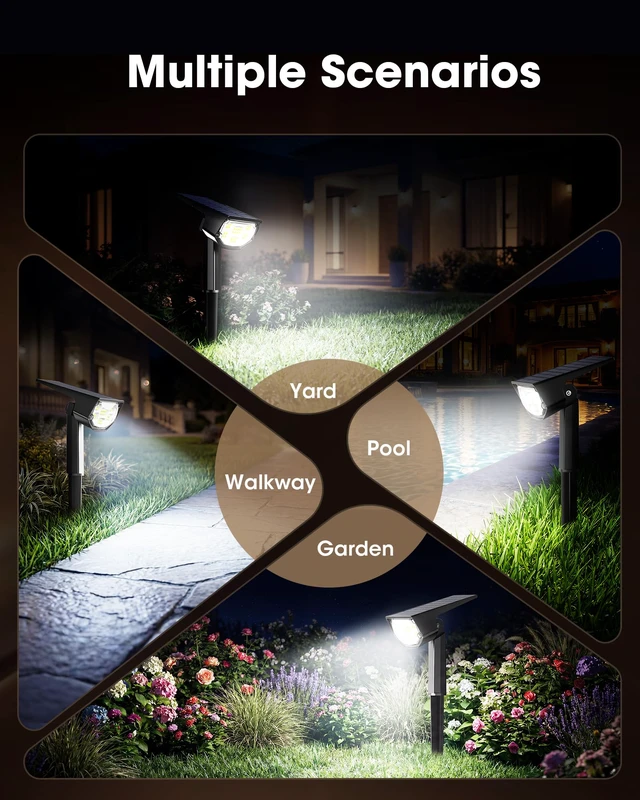 Alt view image 7 of 7 - Solar Spot Lights Outdoor, Solar Lights Outdoor Waterproof IP68/30 LED/2 Modes,Solar Powered Spotlights,Landscape Lighting for Yard and Garden, Cool White,4 Pack