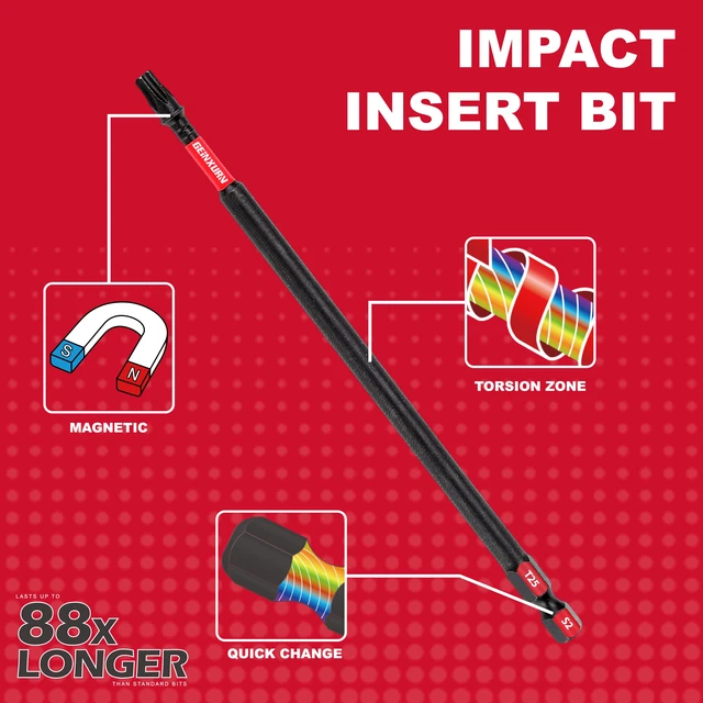Alt view image 4 of 7 - 20Pack Impact Tough #25 Torx 6 in. Insert Driver Bits, Magnetic T25 Head Power Bits, S2 Alloy Steel T25 Screwdriver Bits Set Bulk