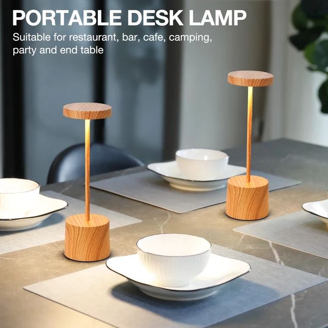 Alt view image 3 of 7 - Wooden Rechargeable Cordless Lamp - Touch Control, 3 Color Temperature, LED Outdoor Wireless Lamp, Battery Operated Lamps, Stepless Dimmable, Set of 2
