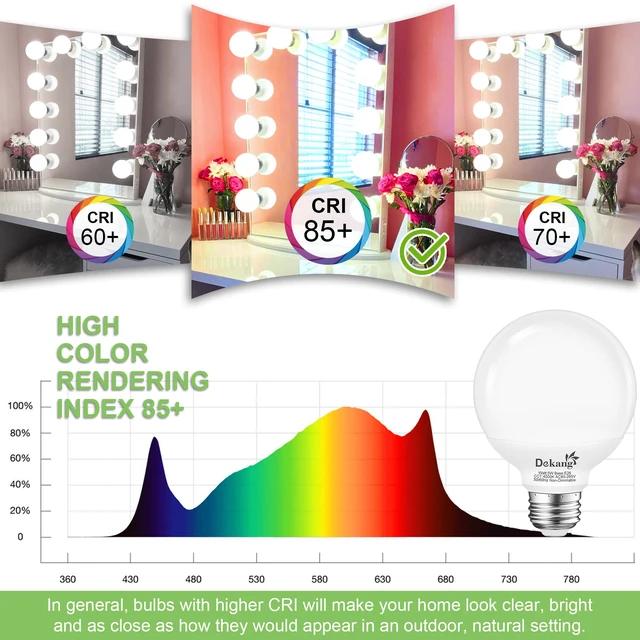 Alt view image 6 of 7 - 8 Pack LED Vanity Light Bulbs for Bathroom 4000K Natural Daylight E26 Base, 60W Equivalent, 5W, 500LM, CRI 85+, Non-dimmable Standard Base LED Globe Light bulbs for Bathroom Vanity Mirror