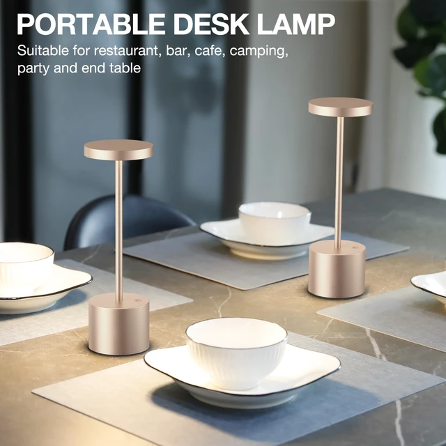 Alt view image 4 of 7 - Cordless Table Lamp, 4000mAh Rechargeable Battery Powered Lamps, 3 Color Stepless Dimming, Wireless Outdoor Lamps for Dining Room, Bedroom, Patio, Camping, Set of 2- Antique White