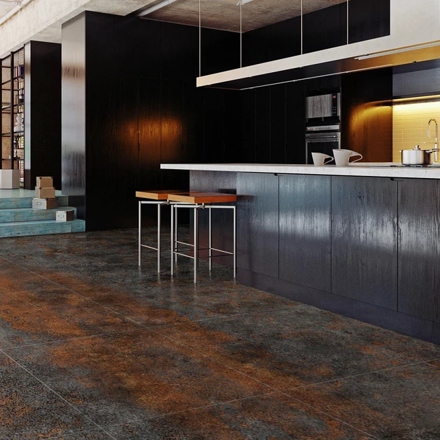 Alt view image 3 of 7 - 30-Pack Peel and Stick Vinyl Floor Tiles, 12 x 12 in, Rust Granite Anti-Slip, Waterproof, Stain-Resistant, Simple to Clean, Durable, Premium Vinyl, Ideal for Kitchen, Dining Room, Bedrooms