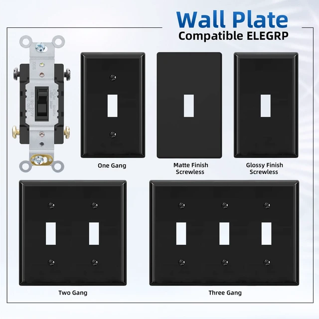 Alt view image 5 of 7 - 4-Way Toggle Light Switch - 15A, 120-277V, Quiet Toggle Framed AC Switch - In-Wall On/Off, Self-Grounding, Residential/Commercial Grade, UL Listed (10 Pack, Glossy Black)