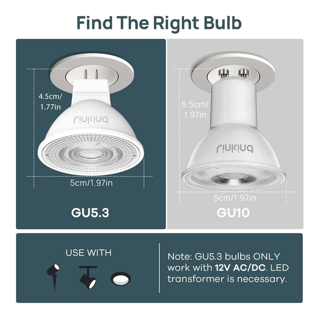 Alt view image 6 of 7 - Dimmable MR16 LED Bulbs, 50W Equivalent GU5.3 Bi-Pin Base MR16 Bulbs, 12V Low Voltage 5W 2700K Soft White 500lm 40° Beam Angle for Spotlights, Recessed, Tracking, Landscape Lighting, 6 Packs