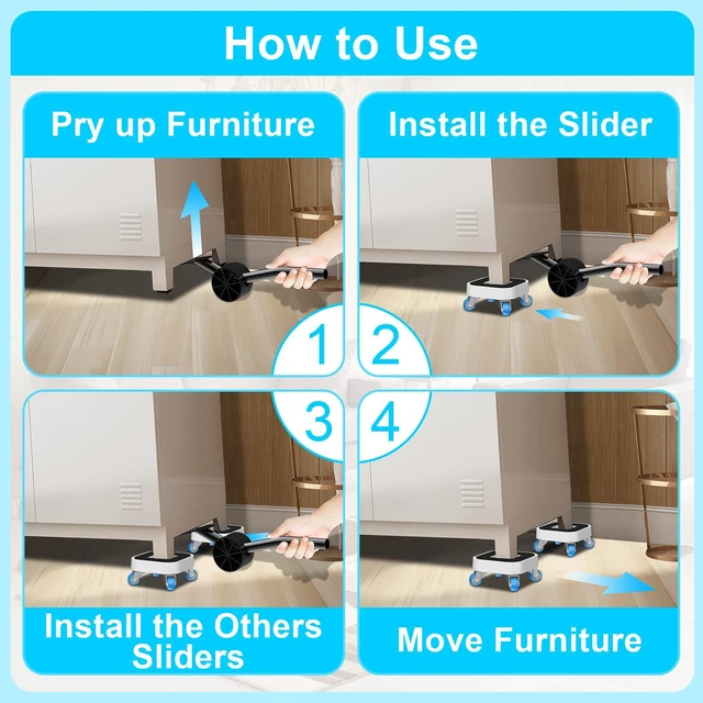 Alt view image 4 of 6 - New Upgrade Furniture Movers with Wheels: with 360° 1.25in Wheels & Groove Furniture Sliders for Hardwood Floors - Furniture Dolly for Moving Heavy Sofa Bed Easily - Load Capacity Up to 900lb