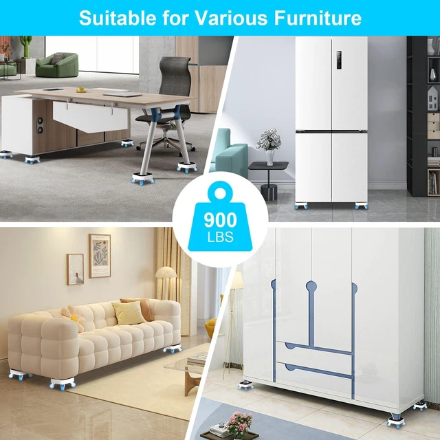 Alt view image 6 of 6 - New Upgrade Furniture Movers with Wheels: with 360° 1.25in Wheels & Groove Furniture Sliders for Hardwood Floors - Furniture Dolly for Moving Heavy Sofa Bed Easily - Load Capacity Up to 900lb
