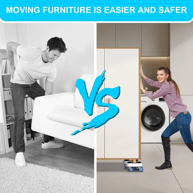 Alt view image 5 of 6 - New Upgrade Furniture Movers with Wheels: with 360° 1.25in Wheels & Groove Furniture Sliders for Hardwood Floors - Furniture Dolly for Moving Heavy Sofa Bed Easily - Load Capacity Up to 900lb