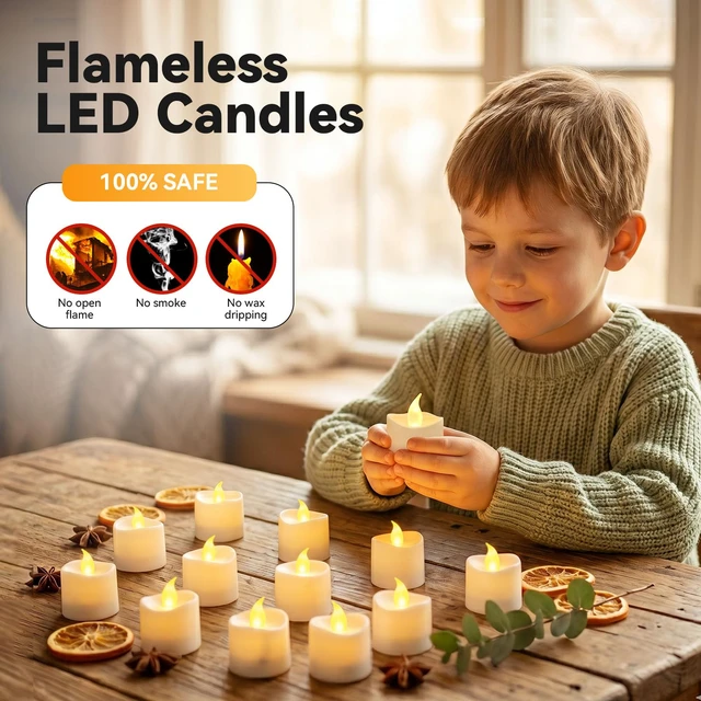 Alt view image 4 of 7 - Rechargeable Flameless Tea Lights Candles with Remote Timer, Battery Operated LED Tealight Candles with 2 x 6-Port USB-C Cable for Votive Wedding Table Centerpiece Home Aniversary Decor, 12-Pack