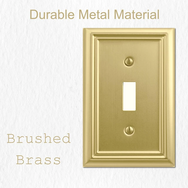 Alt view image 3 of 7 - Single Toggle Light Switch Cover Adler Metal Wall Plate, 4-Pack Brushed Brass 1 Gang, for Light Switch Cover Decorative Wallplate, Durable