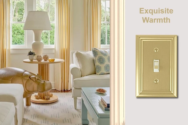 Alt view image 4 of 7 - Single Toggle Light Switch Cover Adler Metal Wall Plate, 4-Pack Brushed Brass 1 Gang, for Light Switch Cover Decorative Wallplate, Durable