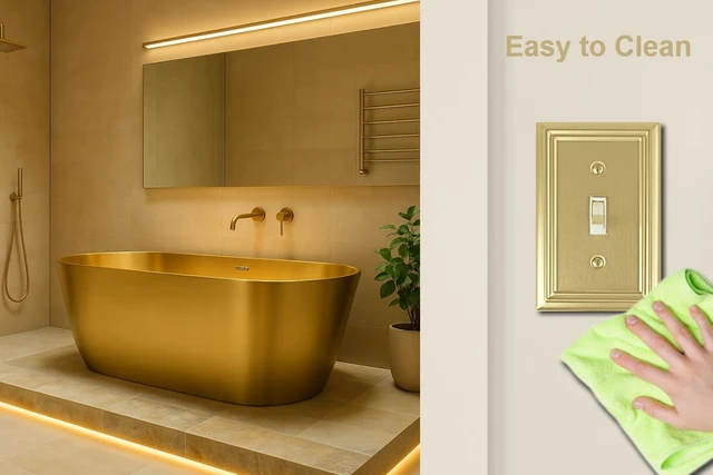 Alt view image 6 of 7 - Single Toggle Light Switch Cover Adler Metal Wall Plate, 4-Pack Brushed Brass 1 Gang, for Light Switch Cover Decorative Wallplate, Durable