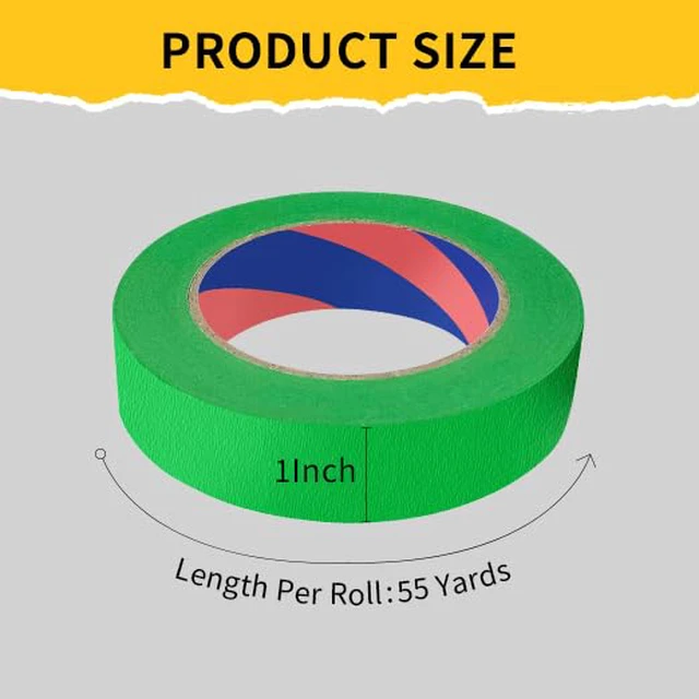 Alt view image 2 of 7 - Painters Tape, 1 inch x 55 Yards x 2 Rolls Green Painters Masking Tape for Indoor and Outdoor Use, Medium Adhesive Paint Tape for DIY Crafts, Arts, Painting, Easy Removal