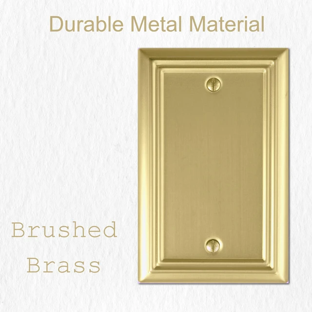 Alt view image 3 of 7 - Single Blank Light Switch Cover Adler Metal Wall Plate, 4-Pack Brushed Brass 1 Gang, for Light Switch Cover Outlet Cover Decorative Wallplate, Durable