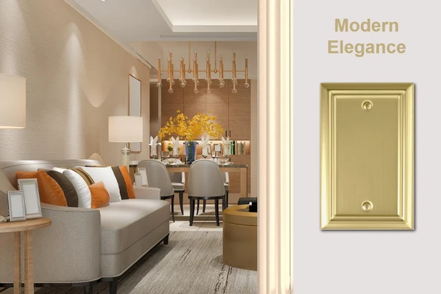 Alt view image 4 of 7 - Single Blank Light Switch Cover Adler Metal Wall Plate, 4-Pack Brushed Brass 1 Gang, for Light Switch Cover Outlet Cover Decorative Wallplate, Durable