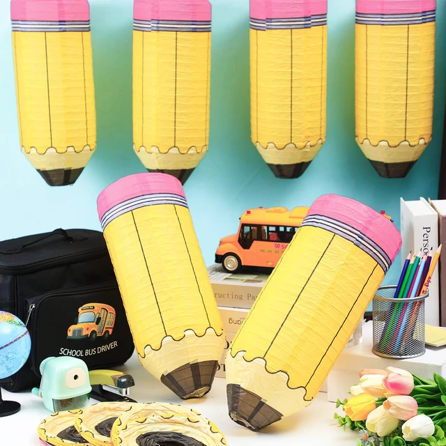 Alt view image 2 of 7 - 12 Pcs Pencil Hanging Paper Lanterns Classroom Decoration Back to School, Cute Classroom Decor, Kindergarten Preschool Art School Ceiling Decor, First Day of School, Easy to Assemble