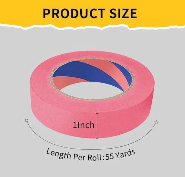 Alt view image 2 of 7 - Painters Tape, 1 inch x 55 Yards x 2 Rolls Pink Painters Masking Tape for Indoor and Outdoor Use, Medium Adhesive Paint Tape for DIY Crafts, Arts, Painting, Easy Removal