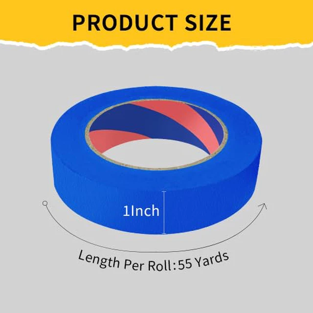 Alt view image 2 of 7 - Painters Tape, 1 inch x 55 Yards x 2 Rolls Blue Painters Masking Tape for Indoor and Outdoor Use, Medium Adhesive Paint Tape for DIY Crafts, Arts, Painting, Easy Removal