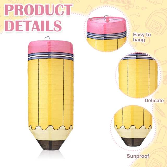 Alt view image 4 of 7 - 12 Pcs Pencil Hanging Paper Lanterns Classroom Decoration Back to School, Cute Classroom Decor, Kindergarten Preschool Art School Ceiling Decor, First Day of School, Easy to Assemble