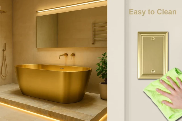 Alt view image 6 of 7 - Single Blank Light Switch Cover Adler Metal Wall Plate, 4-Pack Brushed Brass 1 Gang, for Light Switch Cover Outlet Cover Decorative Wallplate, Durable