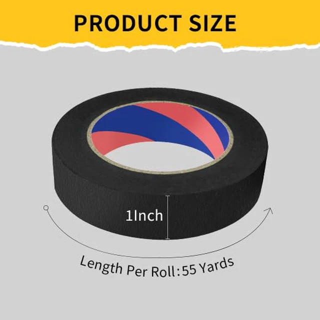 Alt view image 2 of 7 - Painters Tape, 1 inch x 55 Yards x 2 Rolls Black Painters Masking Tape for Indoor and Outdoor Use, Medium Adhesive Paint Tape for DIY Crafts, Arts, Painting, Easy Removal