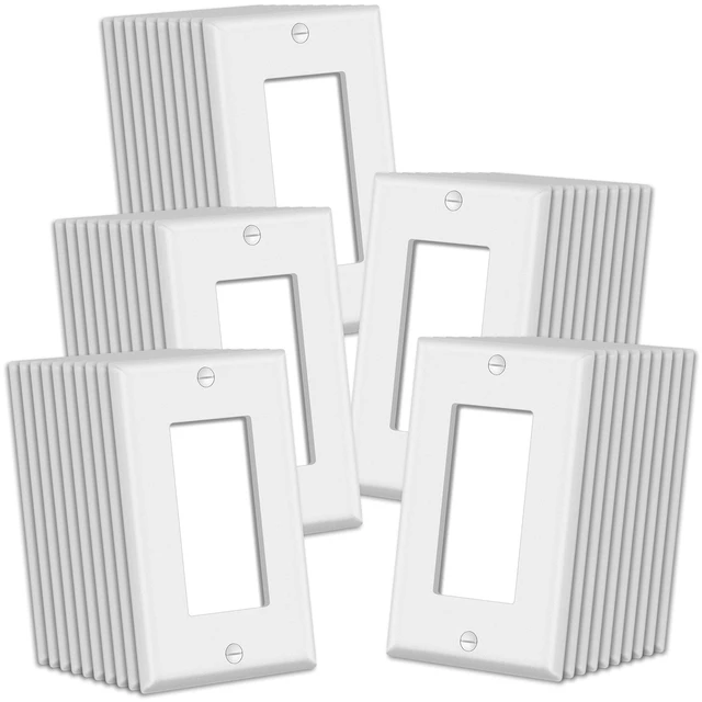 Main image of Matte White 50 Pack 1-Gang Decorator Wall Plates, UL Listed Electrical Outlet Receptacle and Switch Covers, Standard Size 2.76'' x 4.5'', Scratch and Impact Resistant