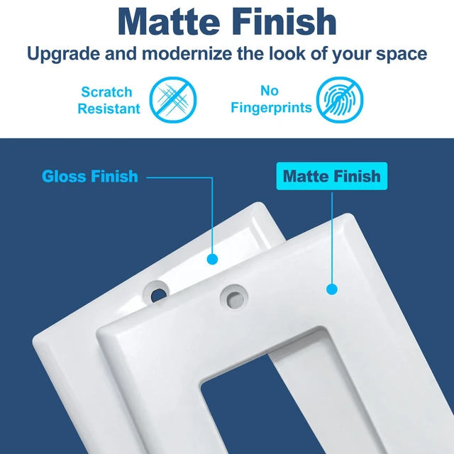 Alt view image 2 of 7 - Matte White 50 Pack 1-Gang Decorator Wall Plates, UL Listed Electrical Outlet Receptacle and Switch Covers, Standard Size 2.76'' x 4.5'', Scratch and Impact Resistant