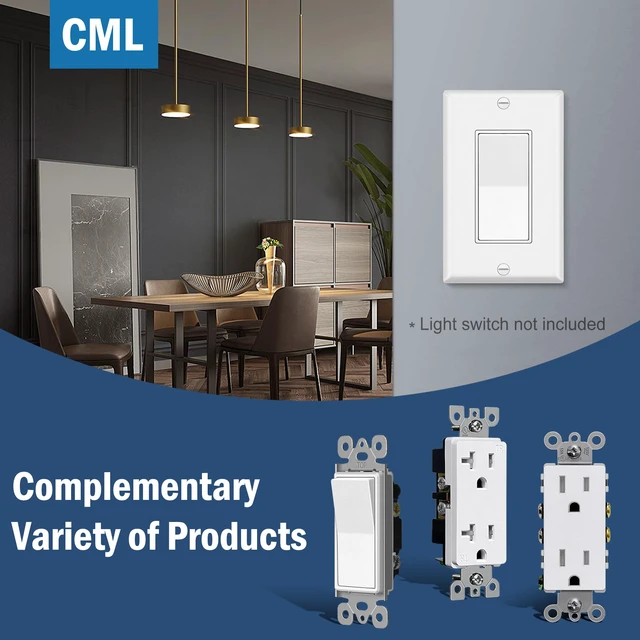 Alt view image 7 of 7 - Matte White 50 Pack 1-Gang Decorator Wall Plates, UL Listed Electrical Outlet Receptacle and Switch Covers, Standard Size 2.76'' x 4.5'', Scratch and Impact Resistant