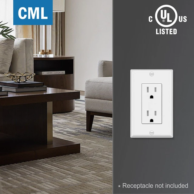 Alt view image 6 of 7 - Matte White 50 Pack 1-Gang Decorator Wall Plates, UL Listed Electrical Outlet Receptacle and Switch Covers, Standard Size 2.76'' x 4.5'', Scratch and Impact Resistant