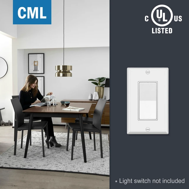 Alt view image 4 of 7 - Matte White 50 Pack 1-Gang Decorator Wall Plates, UL Listed Electrical Outlet Receptacle and Switch Covers, Standard Size 2.76'' x 4.5'', Scratch and Impact Resistant
