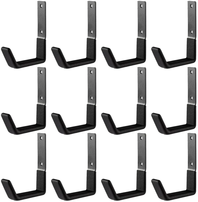 Main image of Heavy Duty Steel Hooks - Garage & Garden Tool Organizer, Wall Mount Hooks, Hose Hanger (12, Small)