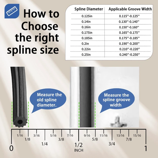 Alt view image 2 of 7 - Window Screen Spline, 0.25" x 100' for Spline Groove Width 0.24 '' -0.25 '',Replacement Round Black Window Screen Retainer Spline, Window Screen Repair