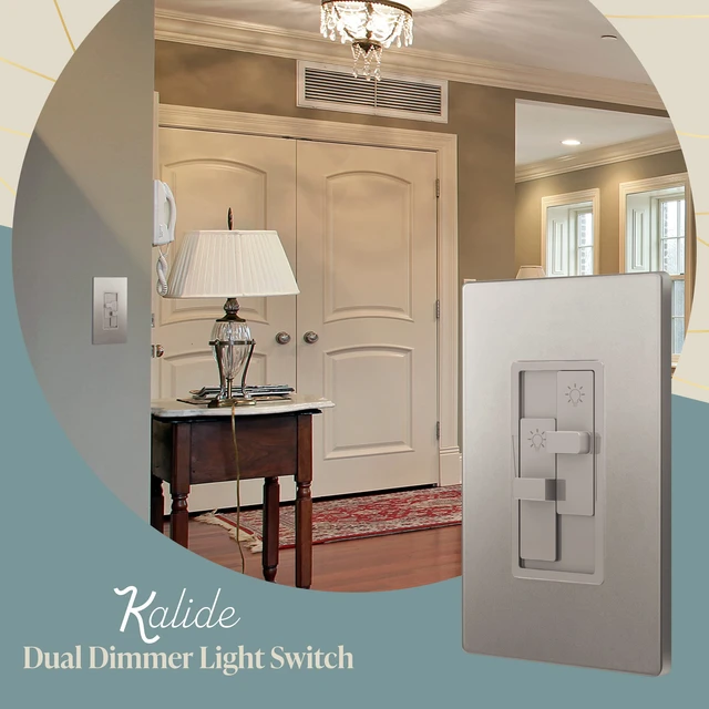 Alt view image 3 of 7 - Dual Load LED Dimmer Switch, Single Pole, Nickel, 1 Pack Dual sliders dim two light loads independently. Dimmable bulbs only: 200W LED/CFL or 300W incandescent/halogen. No neutral