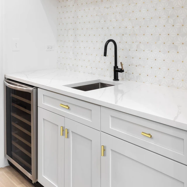 Alt view image 6 of 7 - 30 Pack Brushed Brass Cabinet Knobs Gold Drawer Pulls Stainless Steel Brushed Gold Dresser Knobs for Cabinets Cupboard Bathroom Kitchen Hardware, Single Hole T Bar Pulls, 2in Overall Length