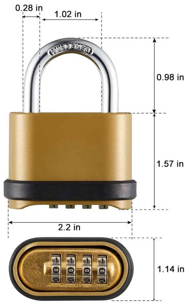 Alt view image 2 of 4 - Heavy Duty Weatherproof Combination Lock, 4-Pack Outdoor Combo Lock,Resettable Combination Padlock for Gate,Shed,Storage Unit