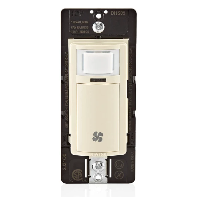 Main image of Humidity Sensor Switch for Bathroom Exhaust Fan, Automate Ventilation, Air Circulation, Moisture Control, ¼ HP, Single Pole, DHS05-1LT, Light Almond