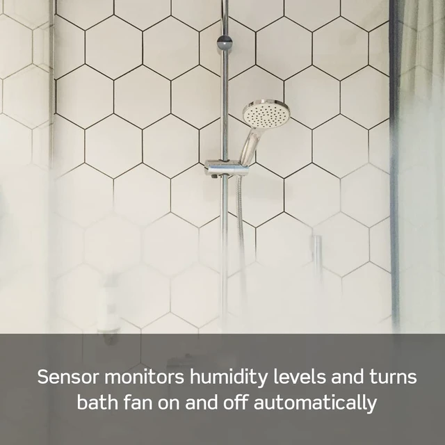 Alt view image 3 of 7 - Humidity Sensor Switch for Bathroom Exhaust Fan, Automate Ventilation, Air Circulation, Moisture Control, ¼ HP, Single Pole, DHS05-1LT, Light Almond