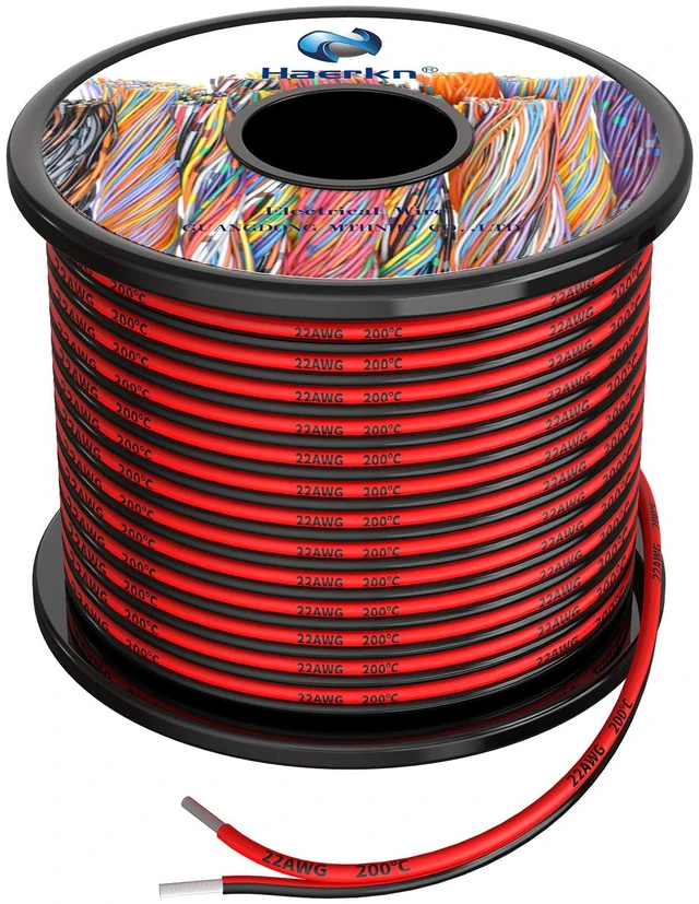 Main image of 22 awg Silicone Electrical Wire Cable 2 Cores 100ft Spool 22 Gauge Soft and Flexible Hook Up Oxygen Free Stranded Tinned Copper Wire