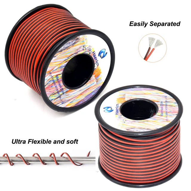 Alt view image 3 of 6 - 22 awg Silicone Electrical Wire Cable 2 Cores 100ft Spool 22 Gauge Soft and Flexible Hook Up Oxygen Free Stranded Tinned Copper Wire