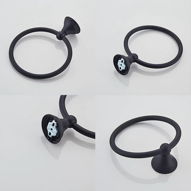 Alt view image 7 of 7 - Towel Ring for Bathroom, Matte Black Hand Towel Holder 2 Pack, Bathroom Accessories and Towel Racks for Bathroom Wall Mount