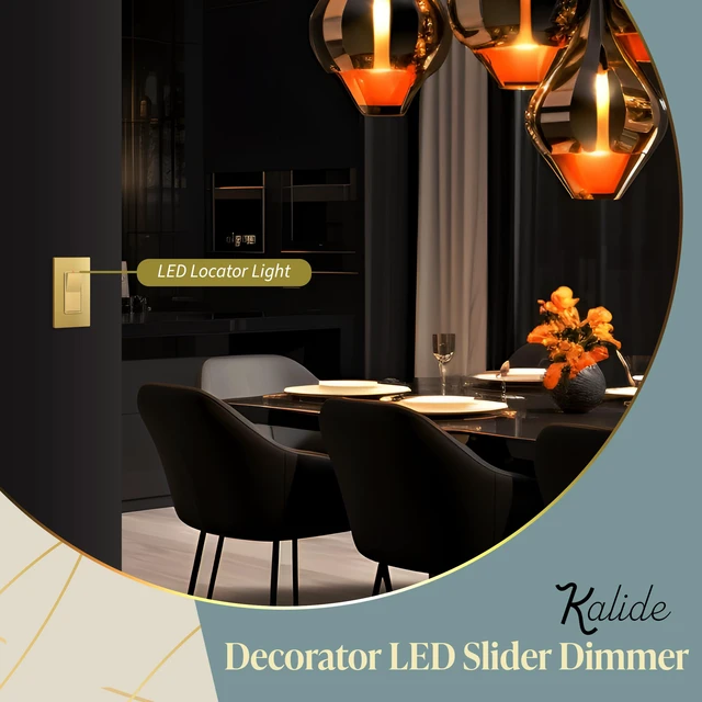 Alt view image 7 of 7 - Dimmer Paddle Switch for Dimmable 300W LED/CFL Lights,Gold,1P 1-Pole or 3-Way, 300W LED/CFL or 600W incandescent/halogen. No neutral required. Screwless Wall plates included. UL Listed
