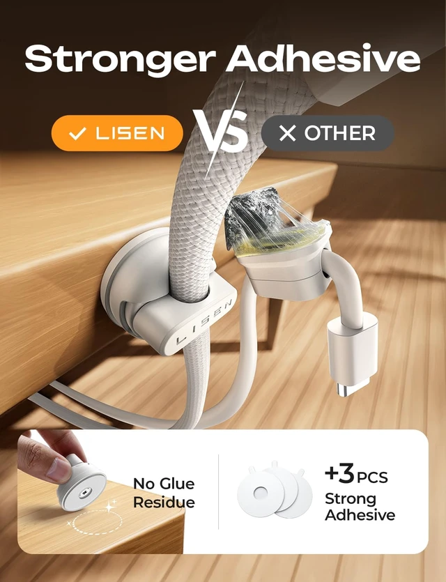 Alt view image 6 of 7 - 6-Pack Rotatable Cord Holder for Nightstand, 360°Rotating Magnetic Clips, No-Residue Adhesive Cable Management Clips Neatly for Nightstand, Desk, Home, Office, Car, Cubicle Accessories, White