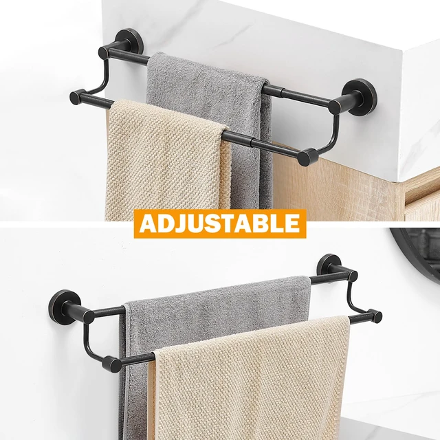 Alt view image 2 of 6 - Double Towel Bar Towel Rack for Bathroom Towel Rod Oil Rubbed Bronze Adjustable 16-26 In,Wall Mounted Towel Holder, Stainless Steel, Rustproof, Towel Bar Rod Hanger Hardware Accessories Hotel