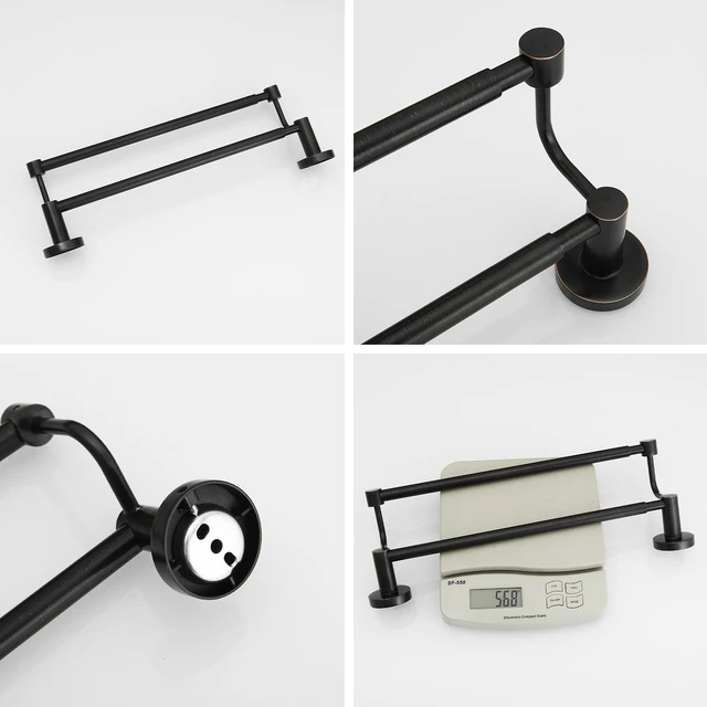 Alt view image 4 of 6 - Double Towel Bar Towel Rack for Bathroom Towel Rod Oil Rubbed Bronze Adjustable 16-26 In,Wall Mounted Towel Holder, Stainless Steel, Rustproof, Towel Bar Rod Hanger Hardware Accessories Hotel