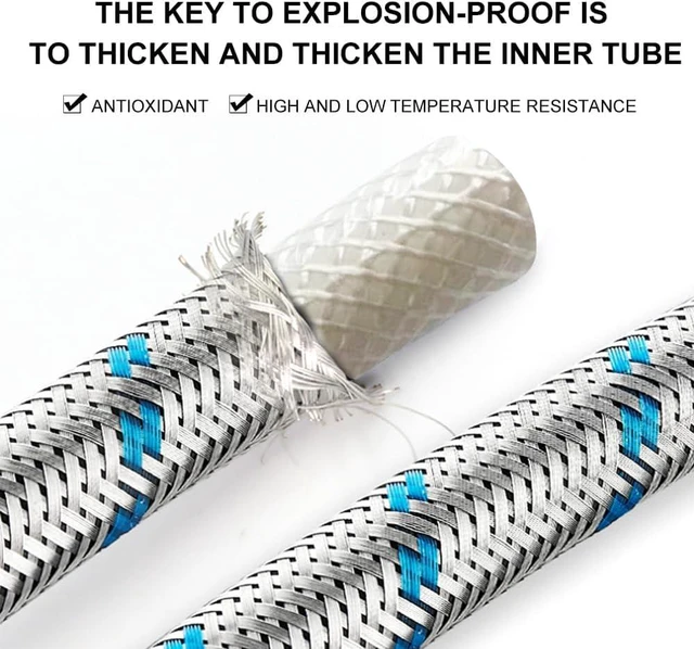Alt view image 4 of 6 - 20FT Red and Blue Washer Hoses,2 Pack Stainless Steel Washing Machine Hoses with 90 Degree Elbows,Burst Proof Hot & Cold WaterConnection Inlet Washer Supply Lines