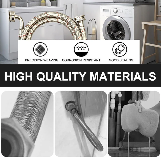 Alt view image 6 of 6 - 20FT Red and Blue Washer Hoses,2 Pack Stainless Steel Washing Machine Hoses with 90 Degree Elbows,Burst Proof Hot & Cold WaterConnection Inlet Washer Supply Lines