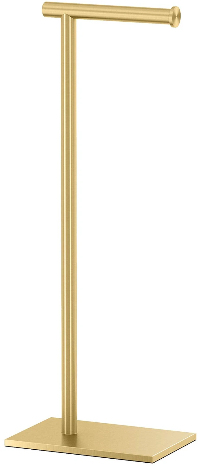 Main image of 1431B Freestanding Toilet Paper Holder Stand, Modern Bathroom Toilet Tissue Holder with Weighted Rectangle Base, Brushed Brass Finish, 22.25 Inch