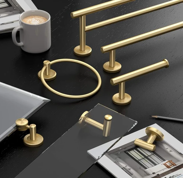 Alt view image 5 of 7 - 1431B Freestanding Toilet Paper Holder Stand, Modern Bathroom Toilet Tissue Holder with Weighted Rectangle Base, Brushed Brass Finish, 22.25 Inch